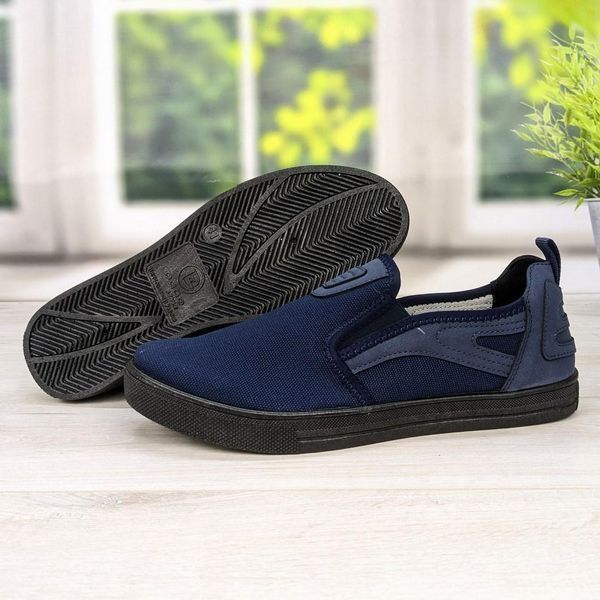 Кроссовки Мужские мокасины тапочки джинсовые синие Dago Style
