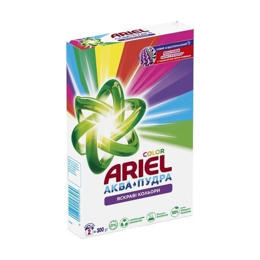 Стиральный порошок Ariel Аква-Пудра Color Яркие цвета, автомат, 2 стирки, 300 г