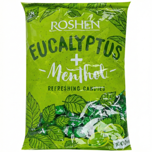 Леденцы Roshen Eucalyptus Menthol 1 кг, освежающие конфеты эвкалипт ментол, карамель Рошен PROM-2899013373 фото