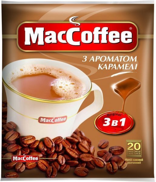 Кофейный напиток MacCoffee 3в1 Карамель 20 стиков (упаковка) | С ароматом карамели, Сладкий кофе, Десертный микс PROM-2899013211 фото