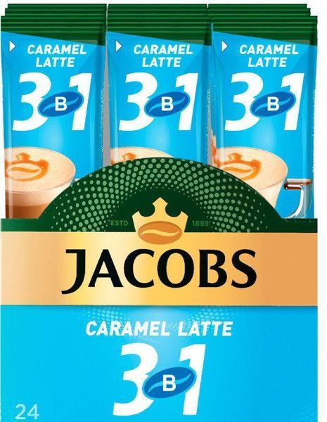 Кофейный напиток Jacobs 3 in 1 Caramel Latte 24 x 12.3 г (4820206290588)