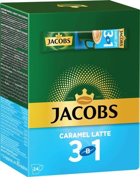 Кофейный напиток Jacobs 3 in 1 Caramel Latte 24 x 12.3 г (4820206290588)