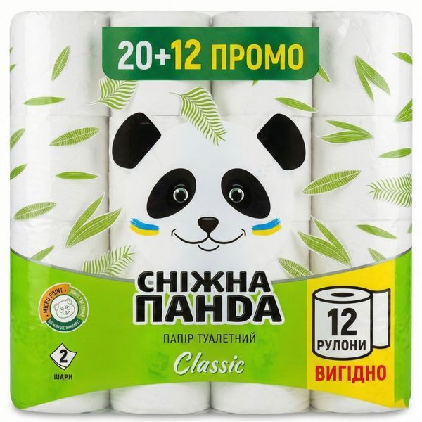 Туалетний папір Сніжна Панда Classic 2 шари 32 рулони